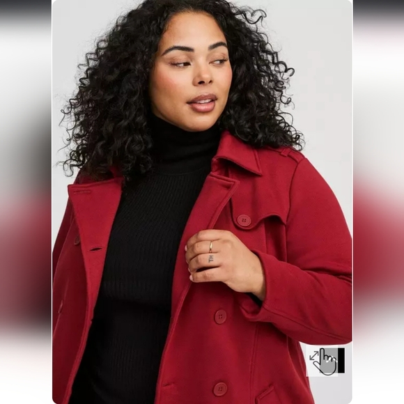 Torrid Red Peacoat Classic Style - Picture 3 of 5